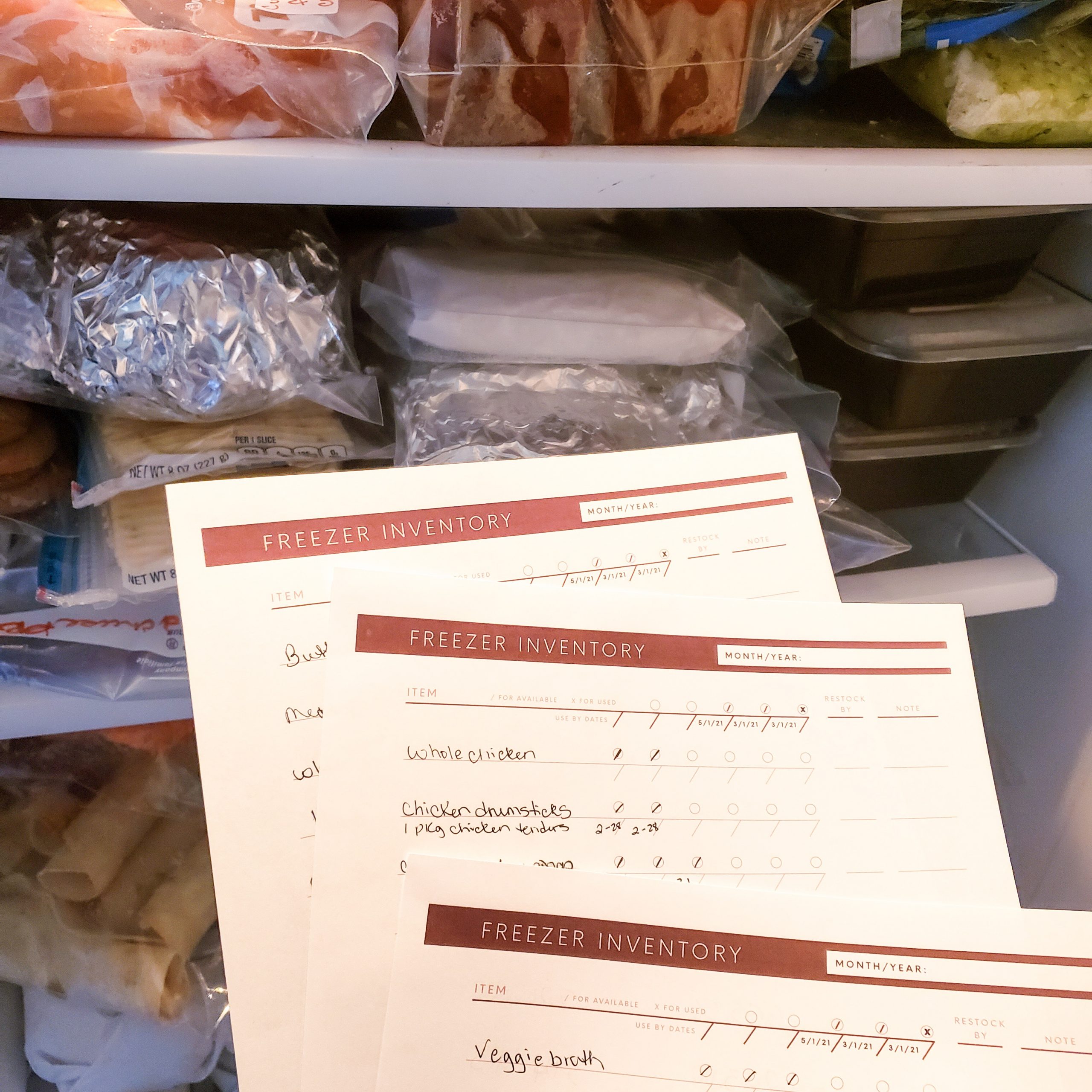 Freezer Inventory Sheets